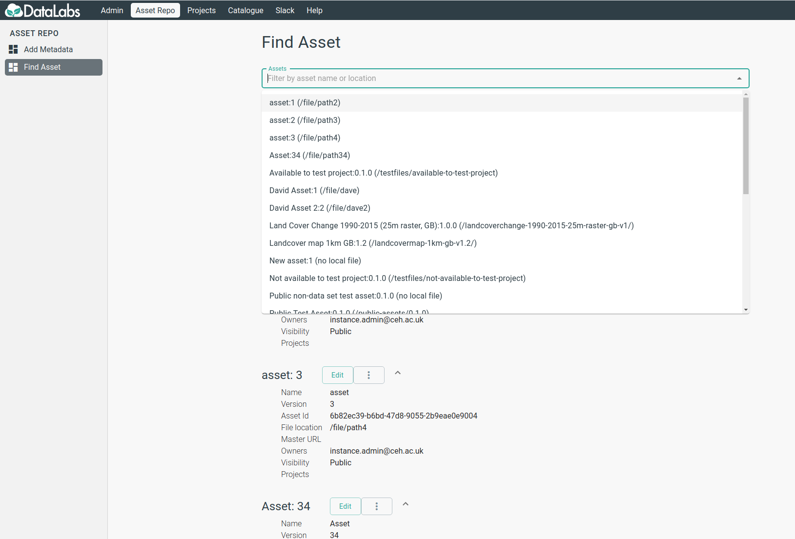 asset repo search